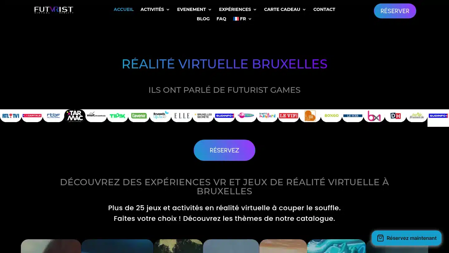 Capture de la page d’accueil de Futurist Games