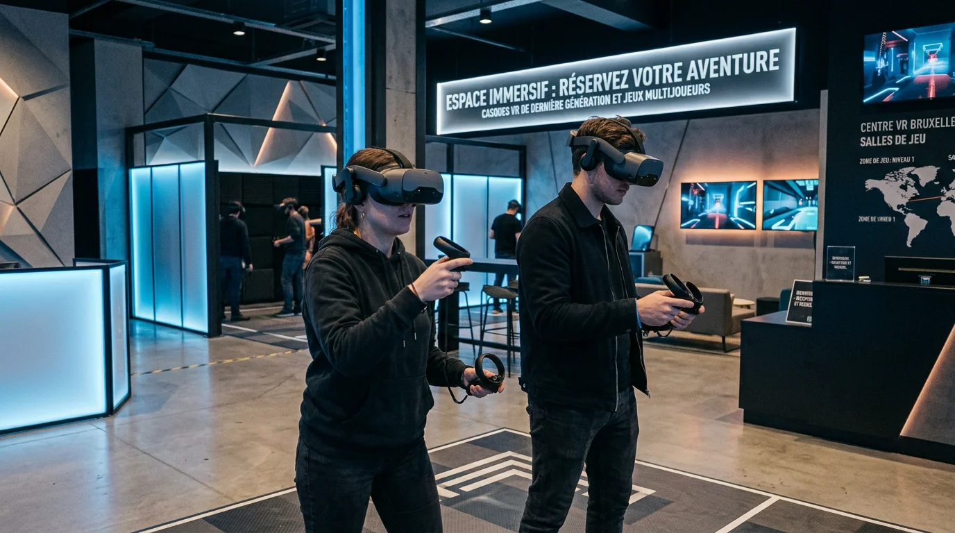 Joueurs immergés dans une expérience de chasse au trésor en réalité virtuelle