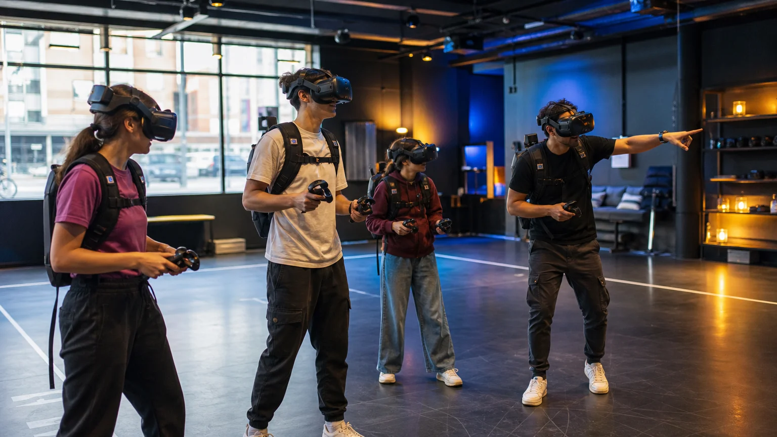 Groupe bruxellois jouant ensemble à une expérience de réalité virtuelle