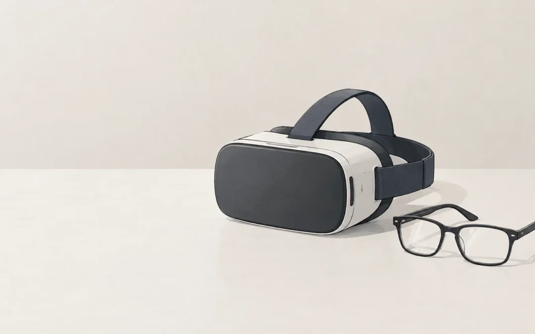 Réalité virtuelle avec un casque et des lunettes de vue